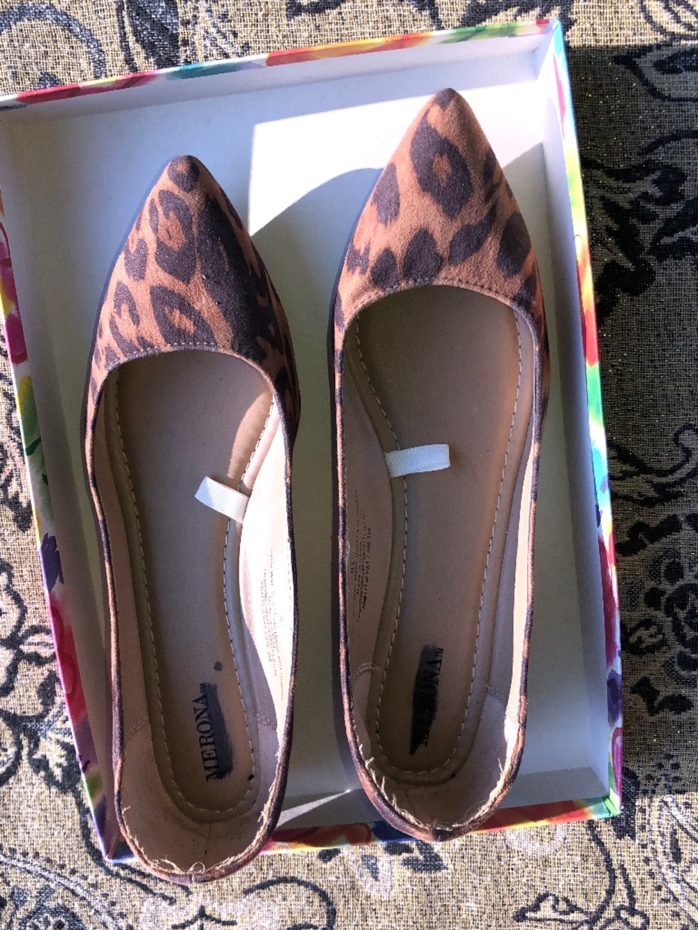 Merona leopard print pointed-toe ballet flats